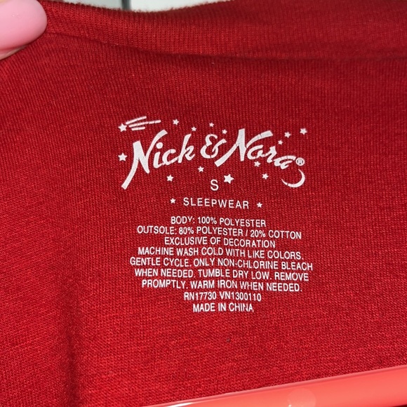 NICK & NORA SOCK MONKEY ADULT FOOTIE ONESIE PAJAMAS RED WHITE STRIPE SIZE SMALL - Picture 3 of 8